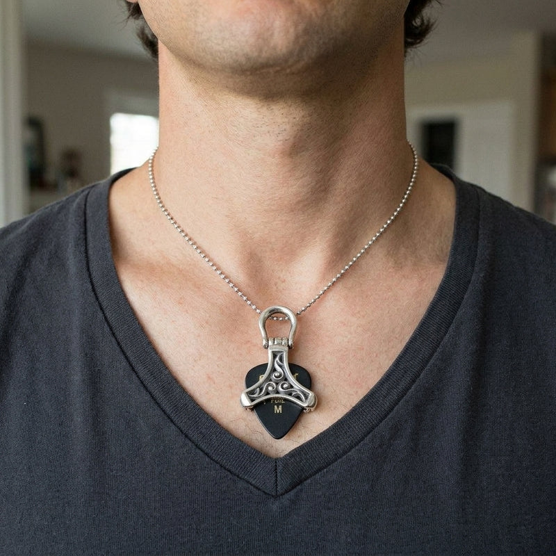 Celtic Silver Guitar Pick Holder Pendant