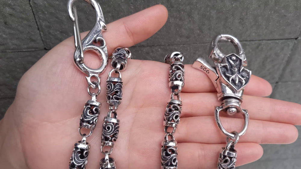 Video della Catena da Portafoglio Rullo Tribale: Maglie Incise