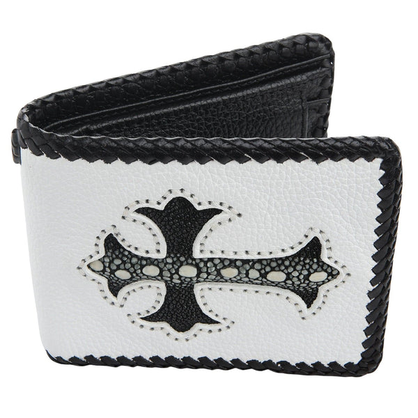 White Stingray Cross Biker Wallet