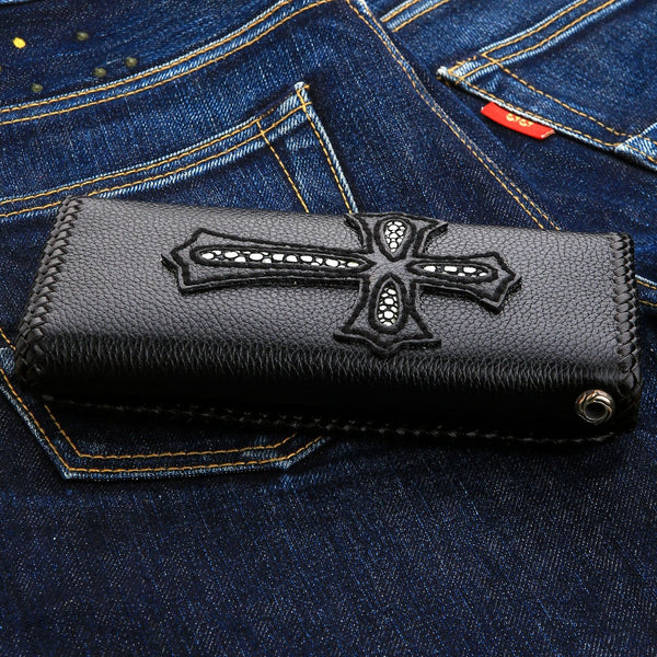 Black Stingray Gothic Cross Biker Wallet