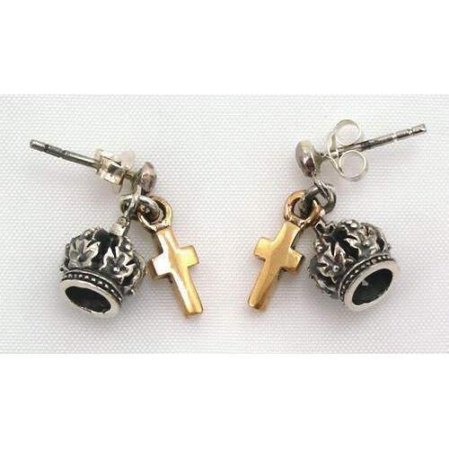 925 Sterling Silver Biker Cross Earrings