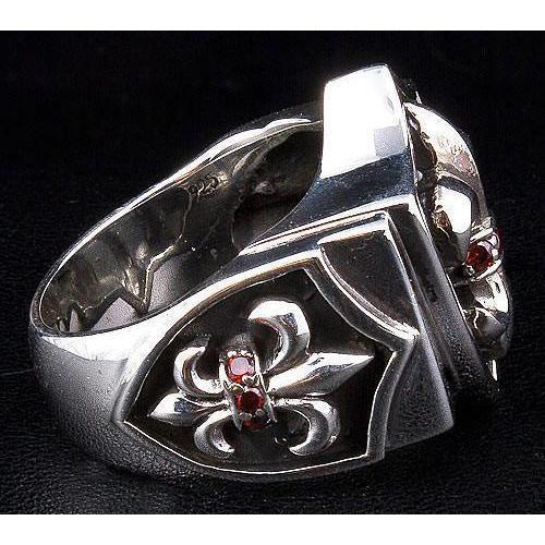 Sterling Silver Gothic Garnet Fleur De Lis Ring