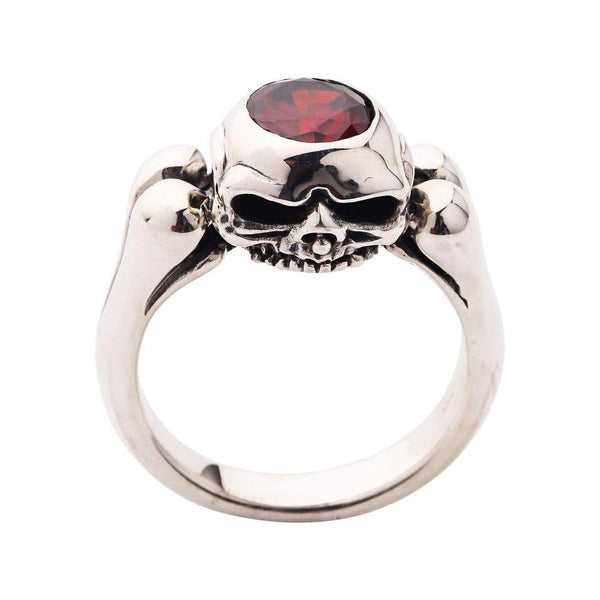 Garnet Gothic Bone Skull Wedding Rings