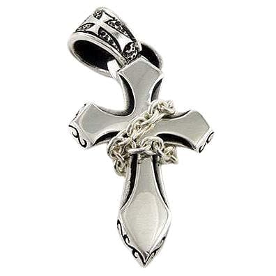 Gothic Cross Sterling Silver Mens Pendant