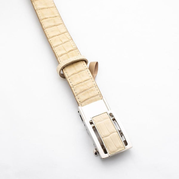 Ivory White Genuine Crocodile Belt