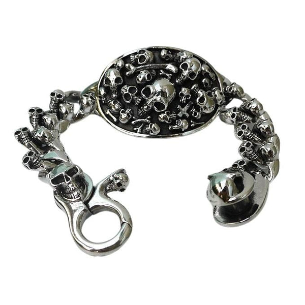 Sterling Silver Phantom Skull Biker Bracelet
