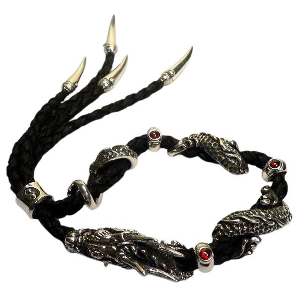 Ruby Dragon Men's Leather Bracelets