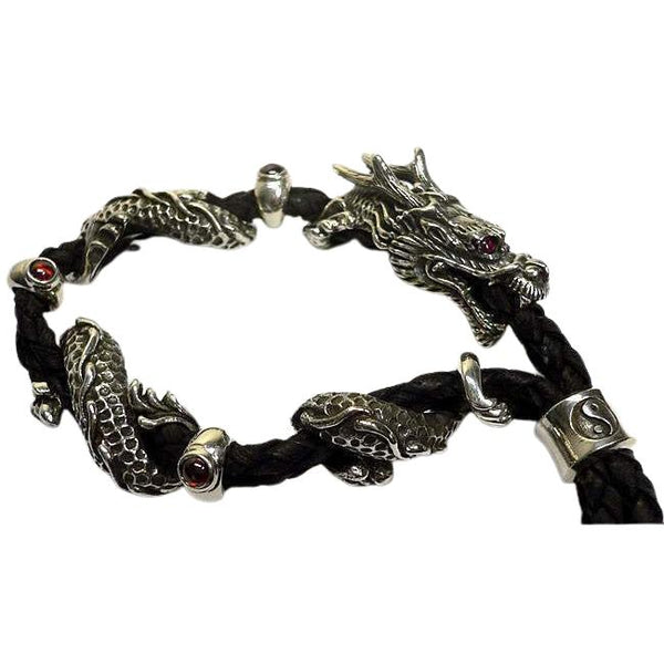 Ruby Dragon Men's Leather Bracelets