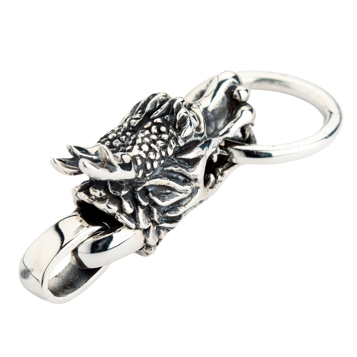 Cupimatch Collana Uomo Con Ciondolo Testa Di Drago In Acciaio Inox - Stile Gothic Biker - Catena 56 Cm - Colore Argento E Blu