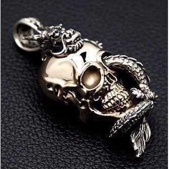 Silver Dragon Skull Pendant