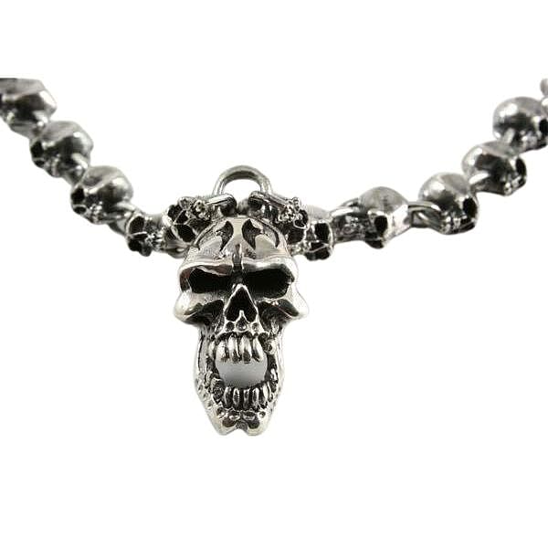 Heavy Sterling Silver Skull Chain Necklace