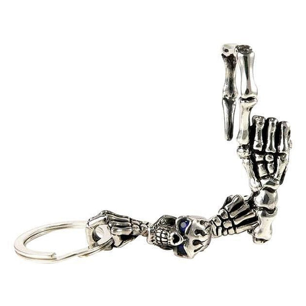 Silver Skull Skeleton Bone Keychain