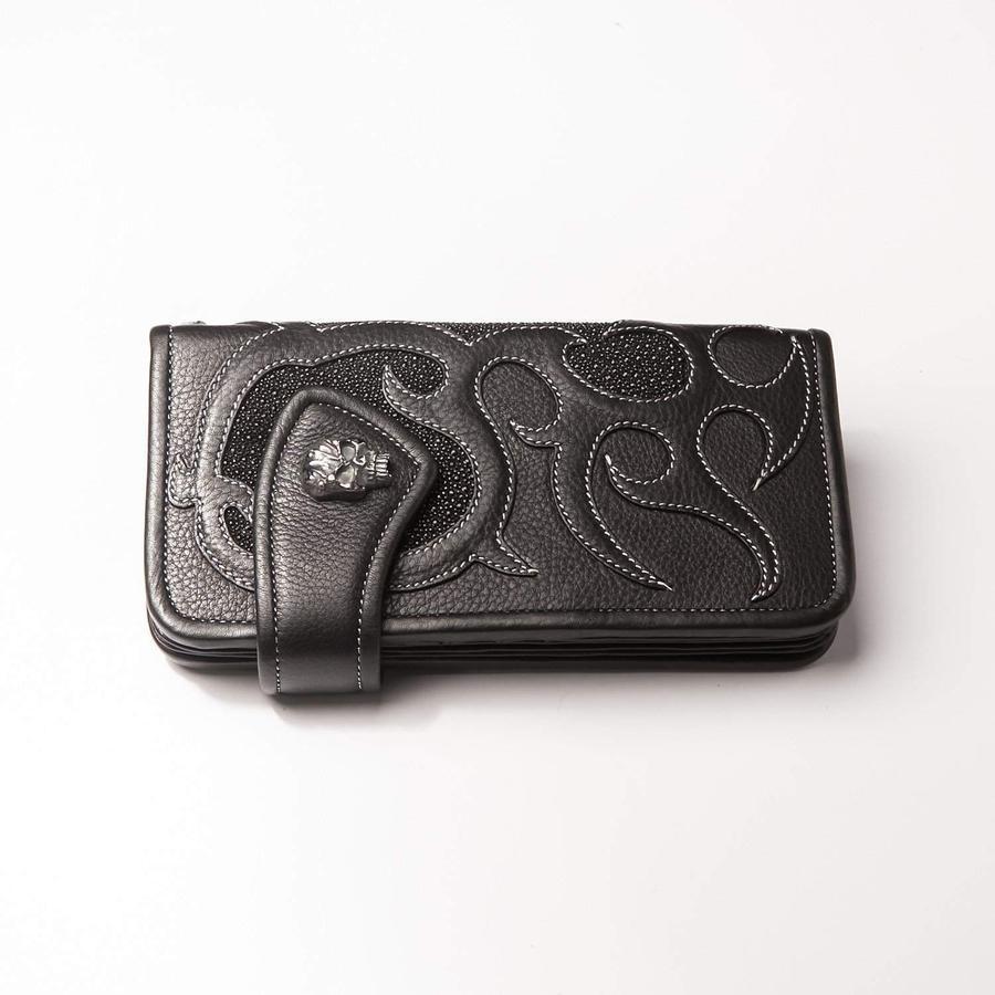 Stingray Leather Skull Concho Long Biker Wallet
