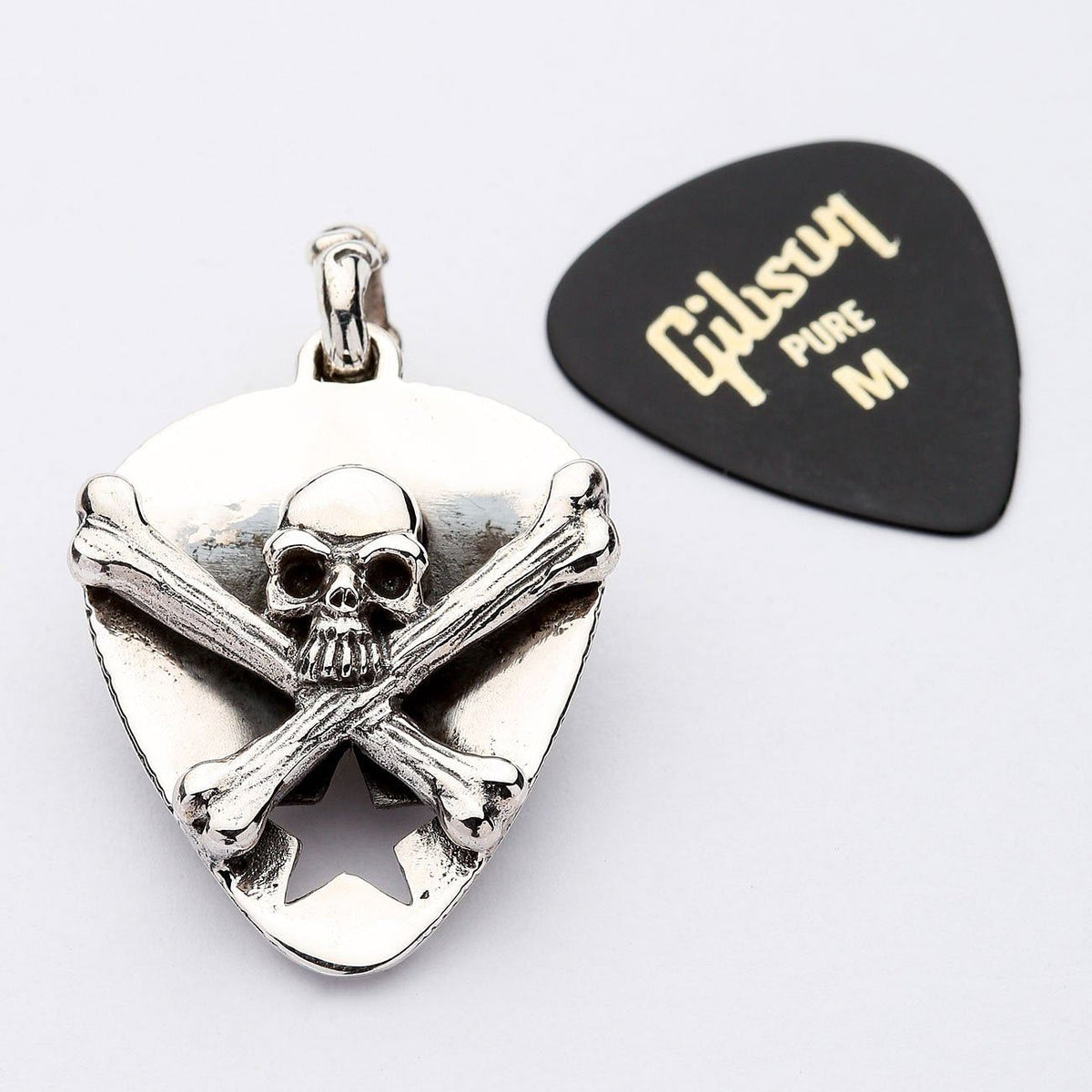 Skull Crossbones Guitar Pick Holder Pendant
