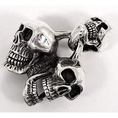 Sterling Silver Triple Skull Pendant