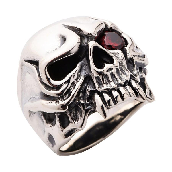 Sterling Silver Skull Vampire Ring
