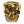 Solid 14k gold skull ring with sapphire eye and diamond tooth — diamond tooth detail