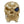 Solid 14k gold skull ring with sapphire eye and diamond tooth — front view