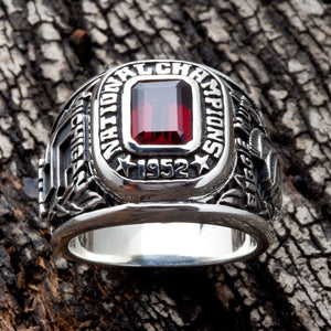 1952 Michigan State sterling silver championship ring front view