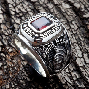 1952 Michigan State championship ring Spartan side detail