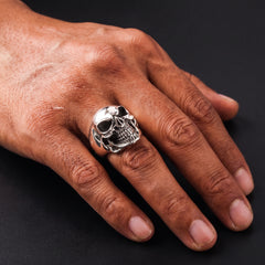 Biker-Ring Lachender Totenkopf aus Sterlingsilber