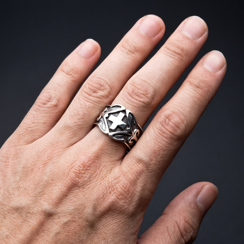 Celtic Cross Sterling Silver Band Ring