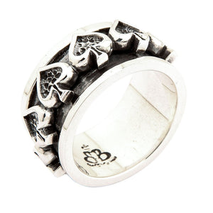 Ace of Spades Sterling Silver Spinner Ring, spade band angle