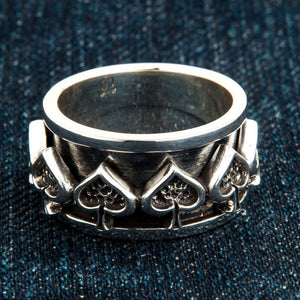 Ace of Spades Sterling Silver Spinner Ring, spade band top