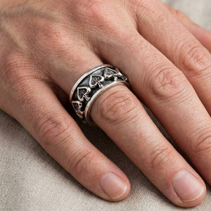 Ace of Spades Sterling Silver Spinner Ring worn on a hand