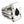 Anillo de as de picas y mano esquelética en plata de ley, lateral de la mano esquelética