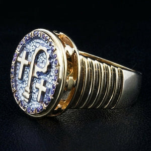 Amethyst Crosier Sterling Silver Bishop Ring, opposite side