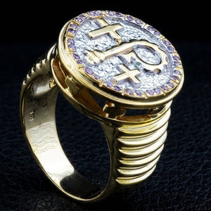 Amethyst Crosier Sterling Silver Bishop Ring, side openwork