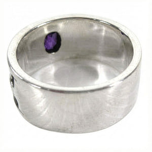 Amethyst Fleur-de-Lis Sterling Silver Band Ring, ring reverse