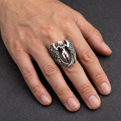 Engelsflügel Biker-Ring aus Sterlingsilber