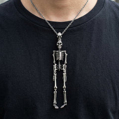 Articulated Skeleton Sterling Silver Skull Pendant