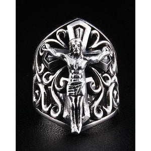 Bague bouclier crucifix et filigrane en argent sterling .925, angle alternatif de la bague