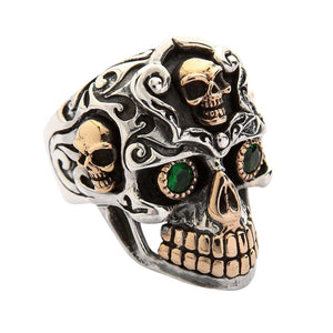 Joyería biker anillo de calavera barroca