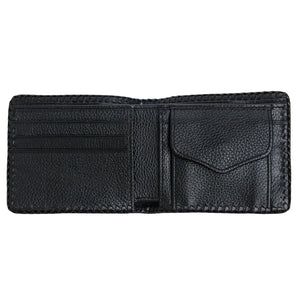 Black Crocodile Tail Leather Bifold Wallet, open interior