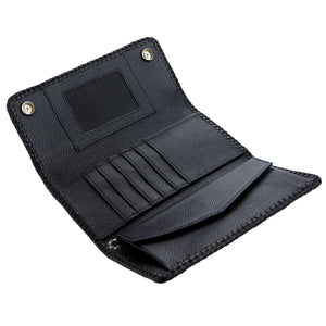 Black Gothic Cross Stingray Leather Wallet, interior on white