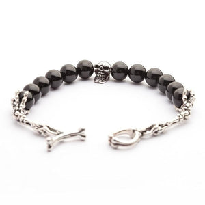 Black Onyx Sterling Silver Skull Bracelet — toggle open view