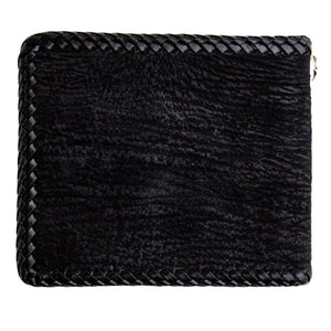 Black Shark Skin Bifold with Stingray Cross showing the unadorned shark-skin back against white.