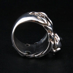 Black Star Stone Sterling Silver Flame Ring, inside band