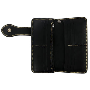 Black Western Floral Indian Head Leather Wallet, open wallet interior
