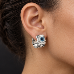 Blaue Evil Eye Creolen aus Sterlingsilber