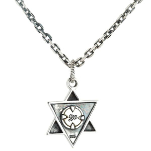 Blue Eye of Providence Sterling Silver Pendant showing the open star reverse and 925 mark, with a styling chain.
