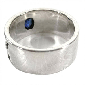 Blue Sapphire CZ Fleur-de-Lis Sterling Silver Band Ring, ring reverse band