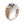 Blue Stone Silver and Gold Watch Band Ring, raised stone side