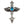 Geflügelter Kreuzanhänger aus .925 Sterlingsilber mit blauem Stein, geflügeltes Kreuz mit blauem Stein Vorderseite