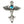 Geflügelter Kreuzanhänger aus .925 Sterlingsilber mit blauem Stein, isoliertes Kreuz Vorderseite