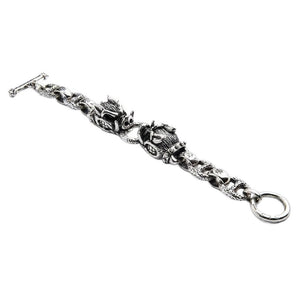 Bracelet tête de sanglier en argent sterling 925, longueur totale du bracelet